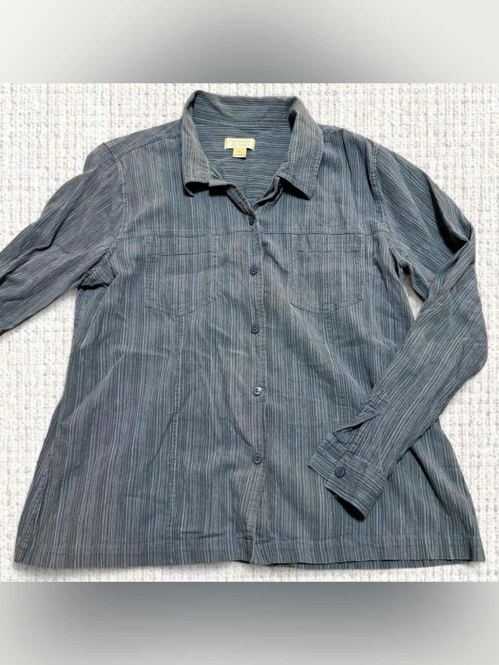 Christopher & Banks Blue Striped Button Up Long Sleeve Shirt - Women’s XL